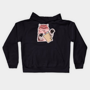 Cat boba chocolate Kids Hoodie